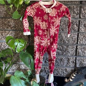 Burt’s Bees Baby Footie Christmas Holiday Sleeper Sz 0/3M Winter
